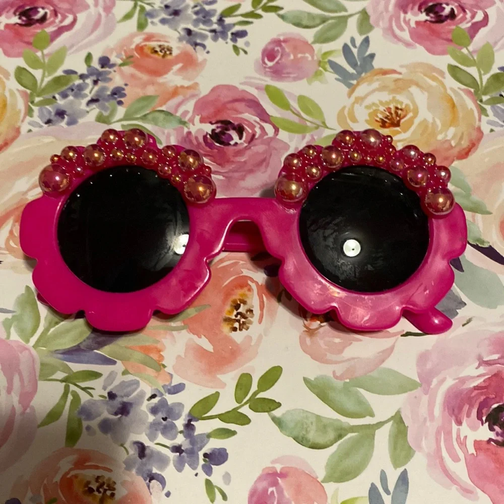 Littke girls pink flower shaped sunglasses
